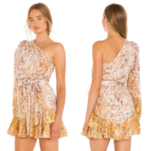 HEMANT AND NANDITA Kalon One Shoulder Belted Mini Dress White Cyber Size Small - Picture 4 of 11